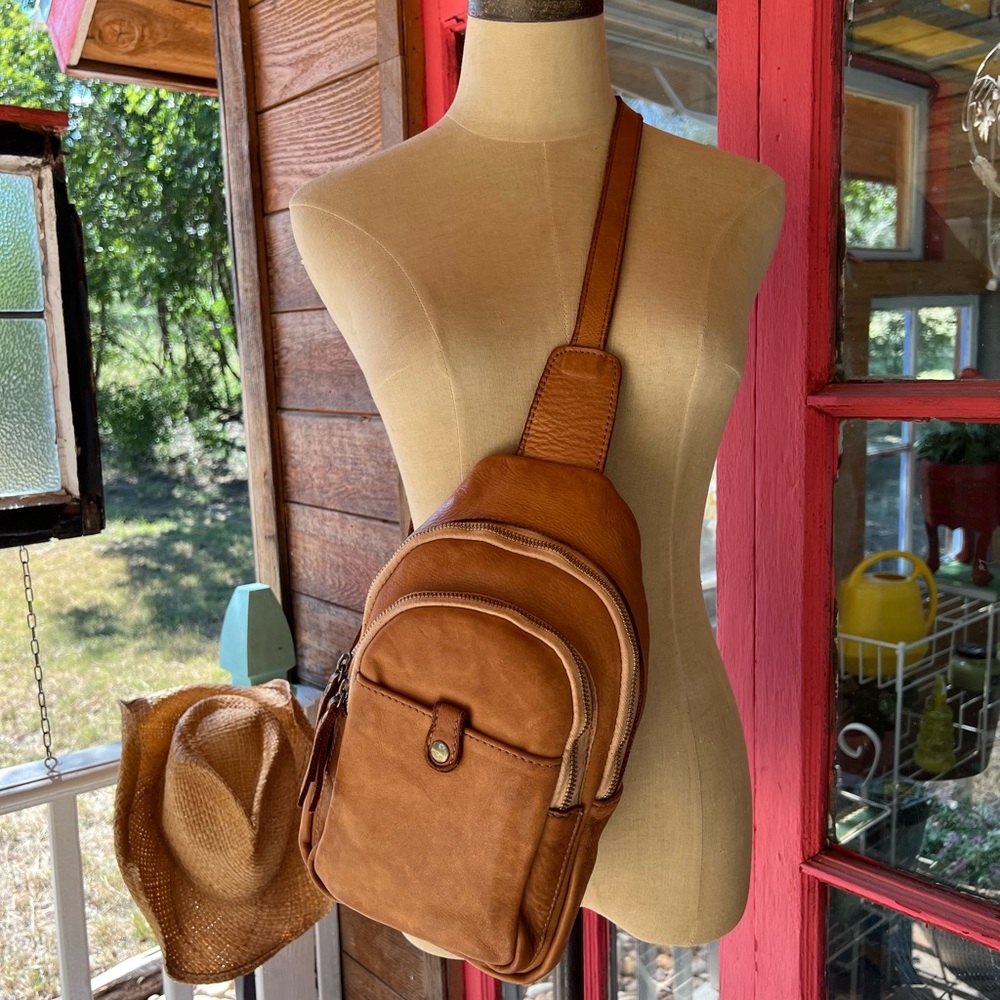 Traveled Roads Leather Sling Bag